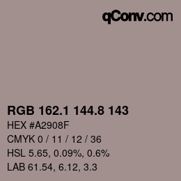 Color code: RGB 162.1 144.8 143 | qconv.com