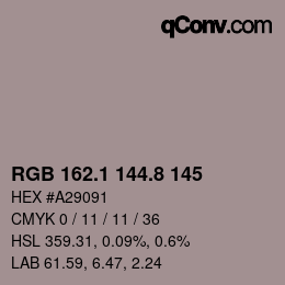 Color code: RGB 162.1 144.8 145 | qconv.com