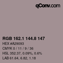 Color code: RGB 162.1 144.8 147 | qconv.com