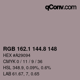 Color code: RGB 162.1 144.8 148 | qconv.com