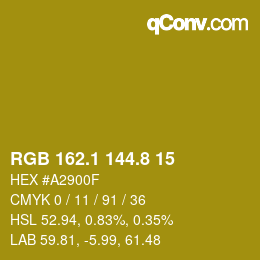 カラーコード: RGB 162.1 144.8 15 | qconv.com