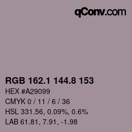 Color code: RGB 162.1 144.8 153 | qconv.com