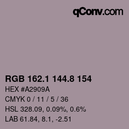 Color code: RGB 162.1 144.8 154 | qconv.com