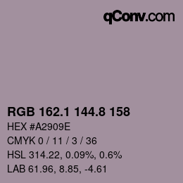 Color code: RGB 162.1 144.8 158 | qconv.com