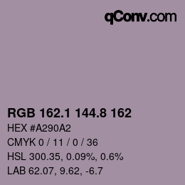 Farbcode: RGB 162.1 144.8 162 | qconv.com