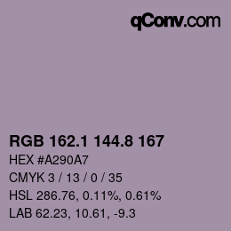 Color code: RGB 162.1 144.8 167 | qconv.com