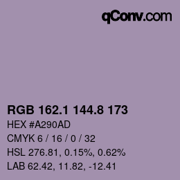 Color code: RGB 162.1 144.8 173 | qconv.com