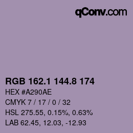 Color code: RGB 162.1 144.8 174 | qconv.com