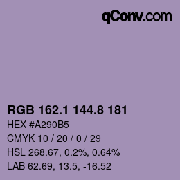 Color code: RGB 162.1 144.8 181 | qconv.com