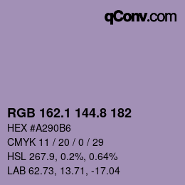 Color code: RGB 162.1 144.8 182 | qconv.com