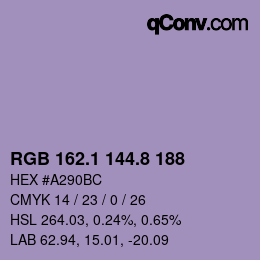 Color code: RGB 162.1 144.8 188 | qconv.com