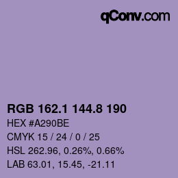 Color code: RGB 162.1 144.8 190 | qconv.com