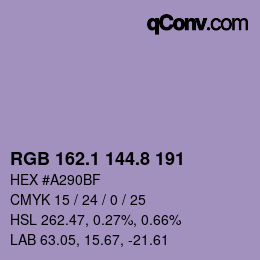 Color code: RGB 162.1 144.8 191 | qconv.com