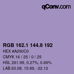 Color code: RGB 162.1 144.8 192 | qconv.com
