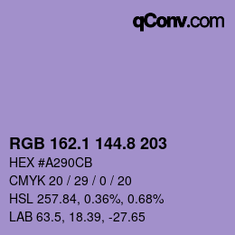カラーコード: RGB 162.1 144.8 203 | qconv.com