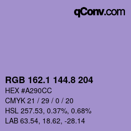 カラーコード: RGB 162.1 144.8 204 | qconv.com