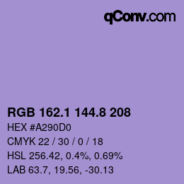 Color code: RGB 162.1 144.8 208 | qconv.com