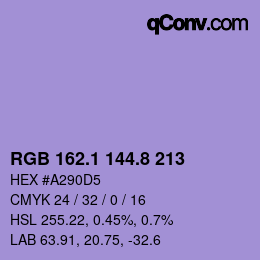 Color code: RGB 162.1 144.8 213 | qconv.com