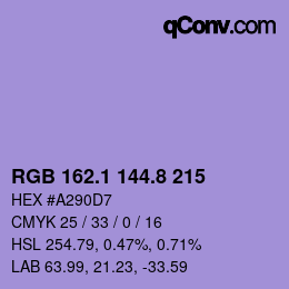 カラーコード: RGB 162.1 144.8 215 | qconv.com