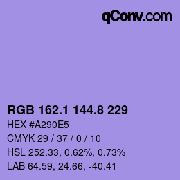 カラーコード: RGB 162.1 144.8 229 | qconv.com
