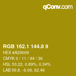 カラーコード: RGB 162.1 144.8 9 | qconv.com