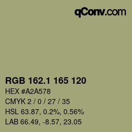 カラーコード: RGB 162.1 165 120 | qconv.com