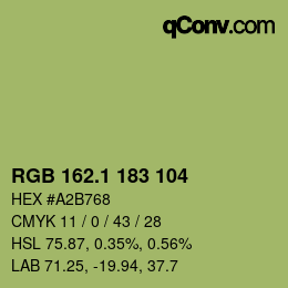 カラーコード: RGB 162.1 183 104 | qconv.com