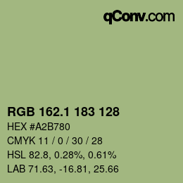 カラーコード: RGB 162.1 183 128 | qconv.com