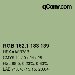 Color code: RGB 162.1 183 139 | qconv.com