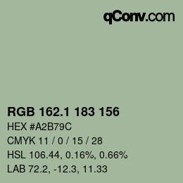 カラーコード: RGB 162.1 183 156 | qconv.com