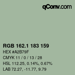 カラーコード: RGB 162.1 183 159 | qconv.com