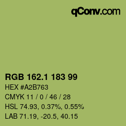 カラーコード: RGB 162.1 183 99 | qconv.com