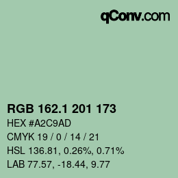 Color code: RGB 162.1 201 173 | qconv.com