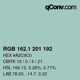 Color code: RGB 162.1 201 192 | qconv.com