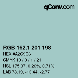 Color code: RGB 162.1 201 198 | qconv.com