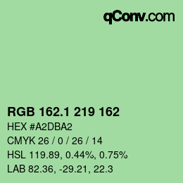 カラーコード: RGB 162.1 219 162 | qconv.com