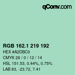 カラーコード: RGB 162.1 219 192 | qconv.com