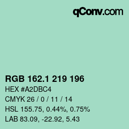 Color code: RGB 162.1 219 196 | qconv.com