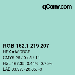 カラーコード: RGB 162.1 219 207 | qconv.com