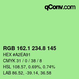 カラーコード: RGB 162.1 234.8 145 | qconv.com