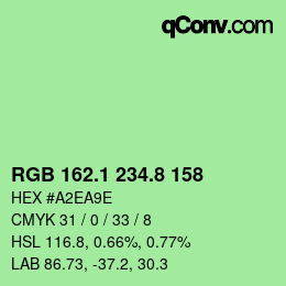 カラーコード: RGB 162.1 234.8 158 | qconv.com