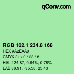 カラーコード: RGB 162.1 234.8 168 | qconv.com