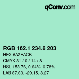 カラーコード: RGB 162.1 234.8 203 | qconv.com