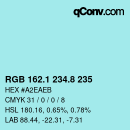 Color code: RGB 162.1 234.8 235 | qconv.com