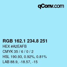 カラーコード: RGB 162.1 234.8 251 | qconv.com