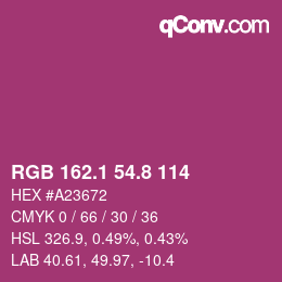 カラーコード: RGB 162.1 54.8 114 | qconv.com