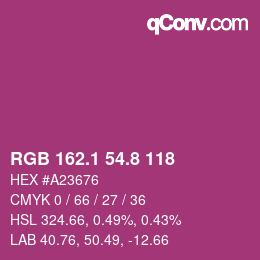 カラーコード: RGB 162.1 54.8 118 | qconv.com