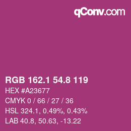 カラーコード: RGB 162.1 54.8 119 | qconv.com