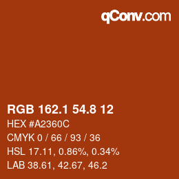 Color code: RGB 162.1 54.8 12 | qconv.com