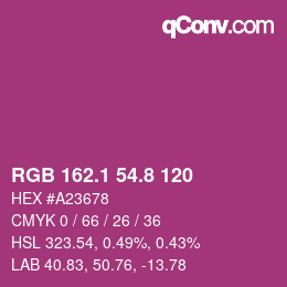 カラーコード: RGB 162.1 54.8 120 | qconv.com